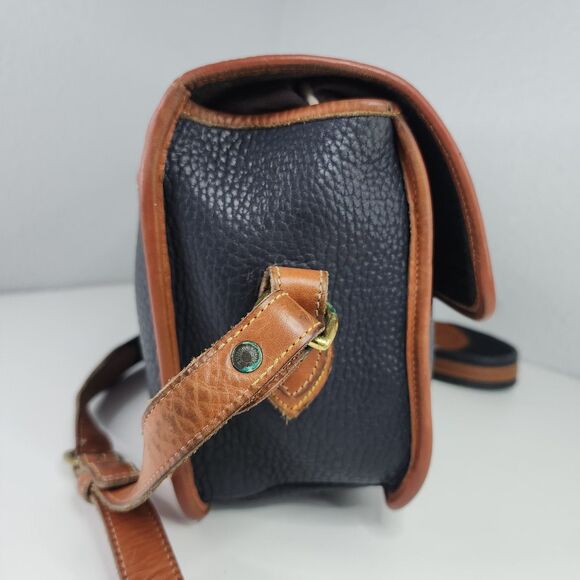 Dooney & Bourke Vintage Black Brown AWL Leather Messenger Crossbody Bag USA - Picture 5 of 13